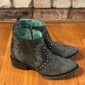 Corral Boots C3729 Grey/Black Embroidery Studs Leather Womens 9.5